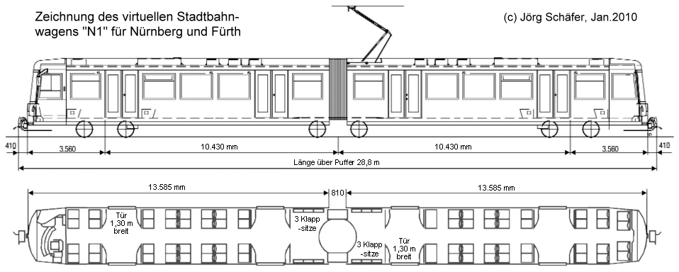Übersichtszeichnung Stadtbahnwagen